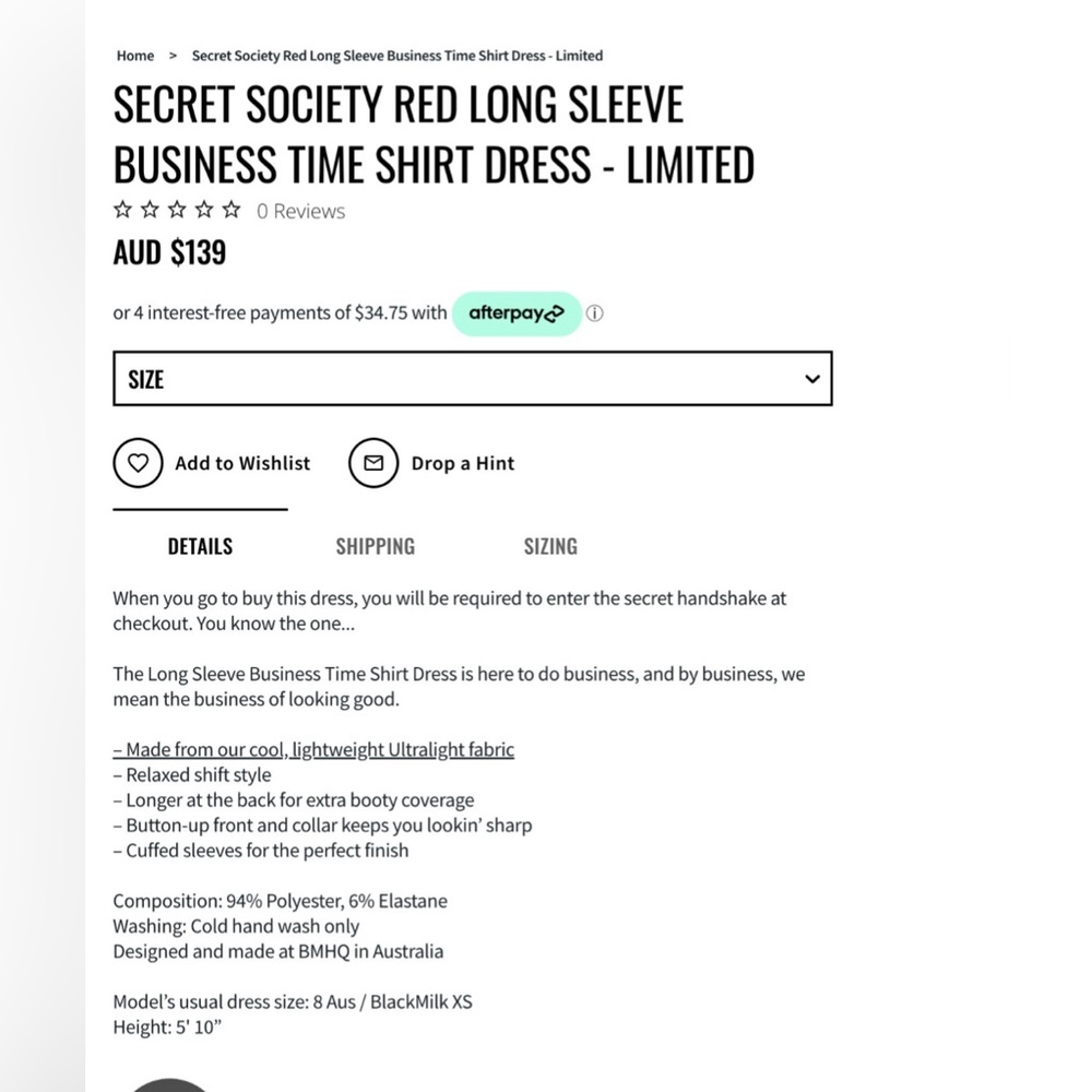 BlackMilk Secret Society Red Business Time Shirt Dress, NWT - Picture 5 of 5
